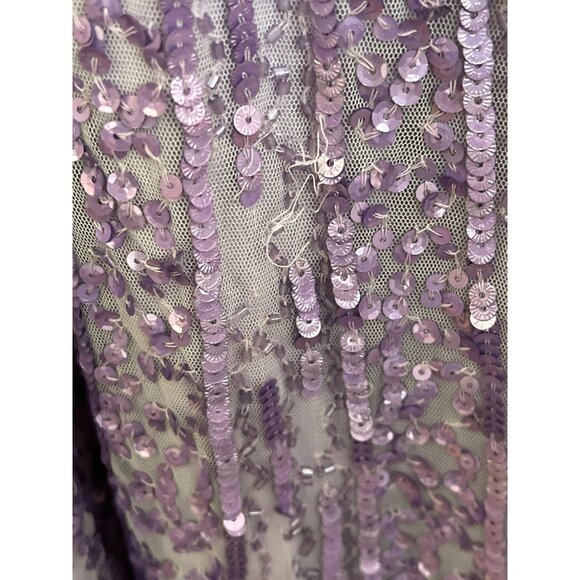 Mac Duggal Purple Sequined One Shoulder Lace Up Gown Dress Sz 0 NWT - Picture 7 of 8
